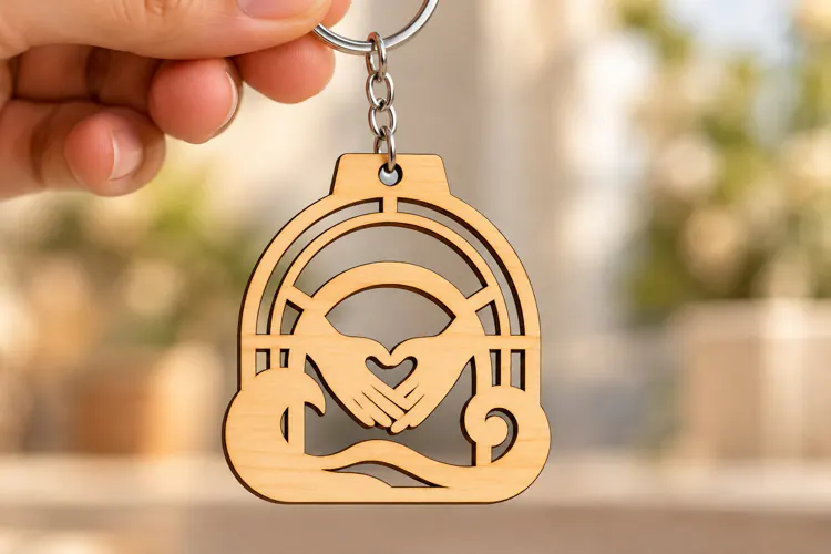 Arch Dome Heart Hands Laser Cut Keychain SVG