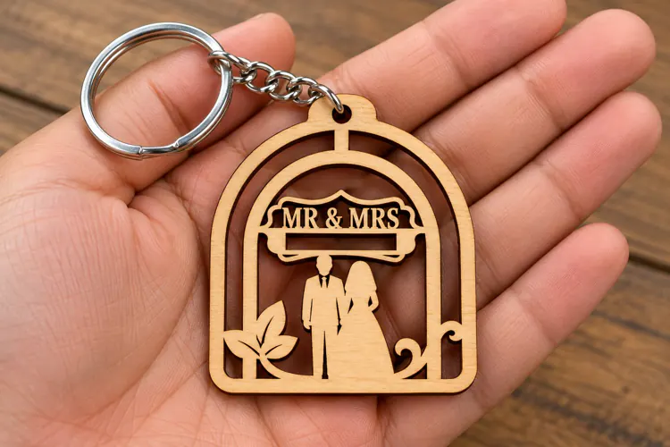 Arch Frame Bride Groom Mr & Mrs Keychain Laser Cut SVG