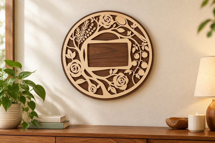 Round Floral Tree Photo Frame SVG tree photo frame svg example image 1