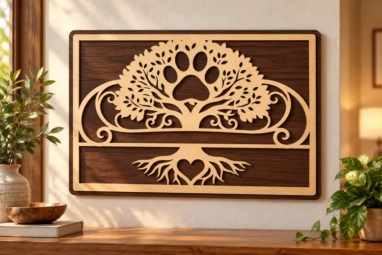 Rectangular Paw Print Tree Monogram SVG rectangular tree svg