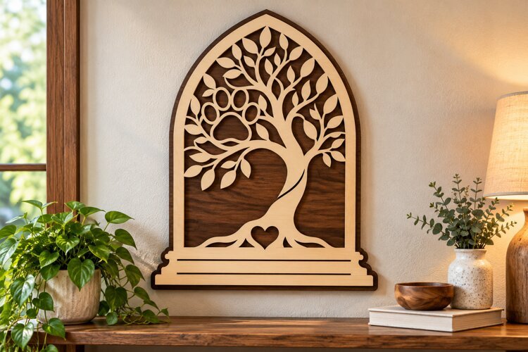 Gothic Arch Paw Tree Laser Cut SVG gothic arch paw tree, cat example image 1