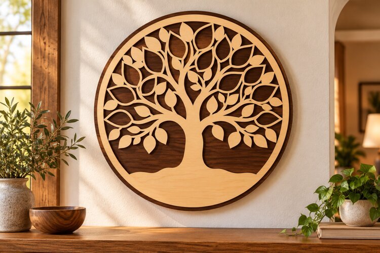 Round Tree of Life Wall Art SVG round tree of life svg example image 1