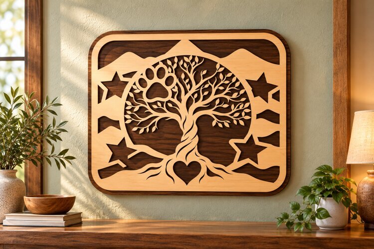 Rectangular Landscape Paw Tree SVG rectangular paw tree svg example image 1