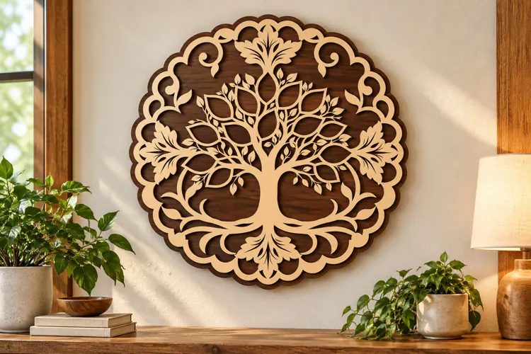 Round Floral Mandola Tree Art SVG round floral mandala tree