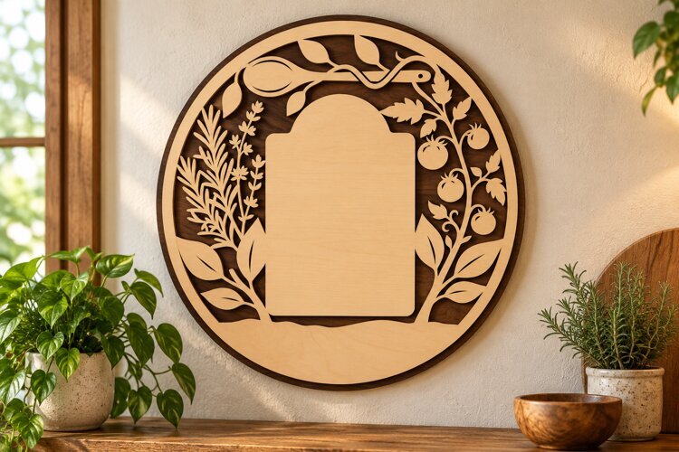 Round Floral Blank Frame Sign SVG round floral blank frame example image 1