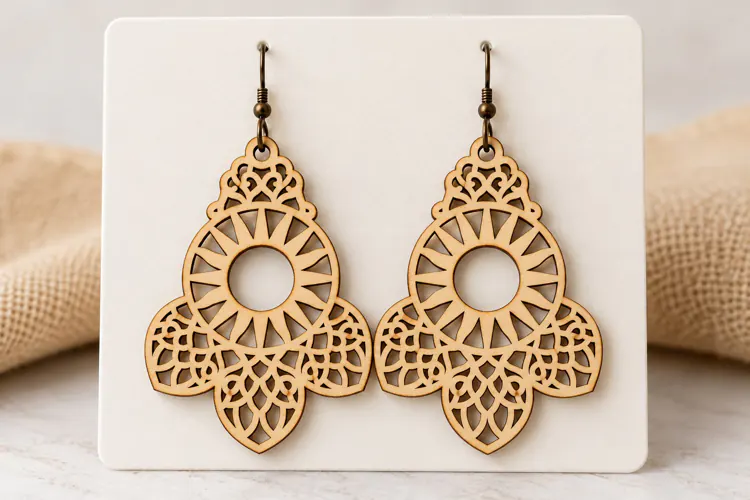 Mandala Sun Frame Drop Laser Cut Earrings SVG Pattern laser