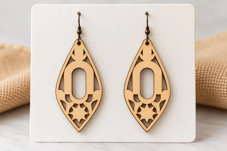Geometric Marquise Cutout Frame Laser Cut Earrings SVG lase