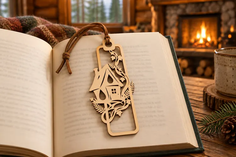 Cozy House Bookmark Laser Cut SVG Design laser cut svg, wood