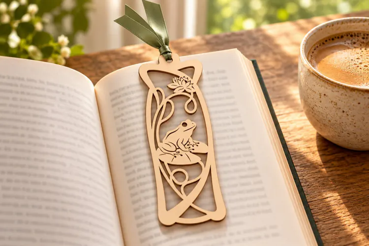 Arch Cute Frog Lily Pad Bookmark Laser Cut SVG Template