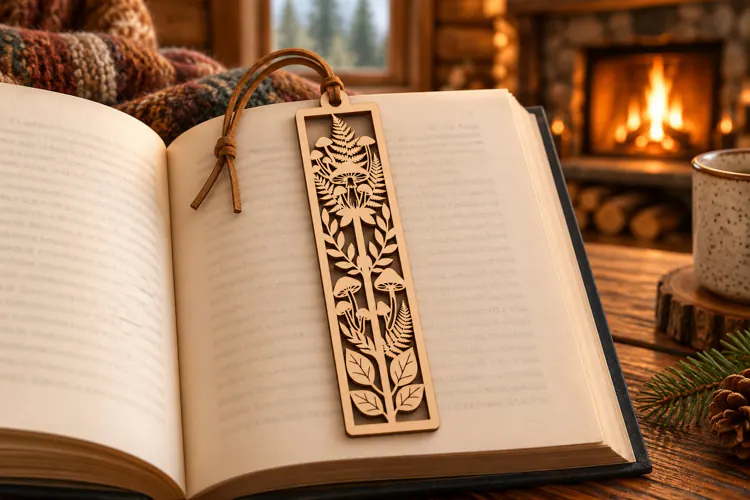 Rectangle Botanical Forest Leaf Bookmark Laser Cut SVG