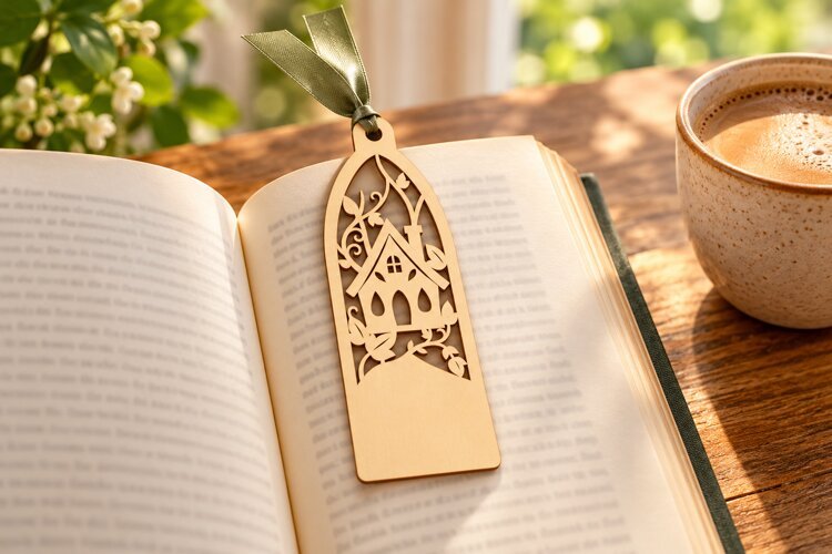 Woodland House Bookmark Laser Cut SVG File laser cut svg, wo example image 1