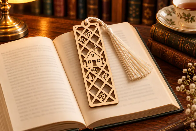 Lattice Forest Cabin Botanical Bookmark Laser Cut SVG laser