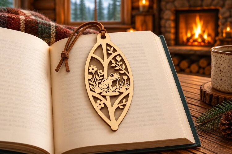 Leaf Shape Forest Bird Botanical Bookmark Laser Cut SVG example image 1