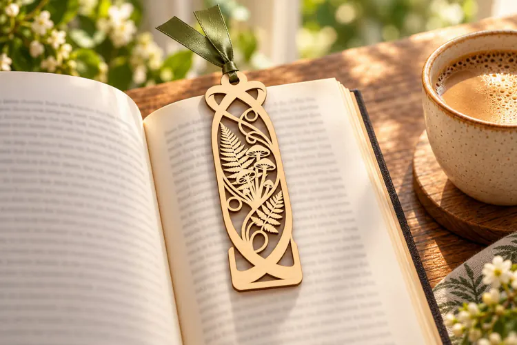 Rectangle Lattice Botanical Bookmark Laser Cut SVG Design
