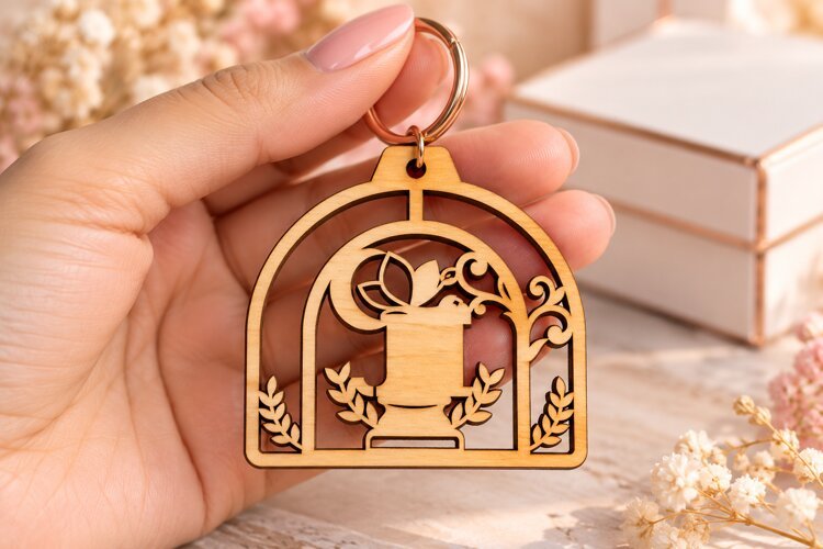 Dome Tree Keychain Laser Cut SVG dome tree keychain svg example image 1