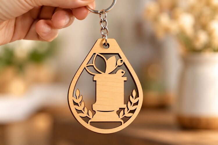 Teardrop Tree Keychain SVG teardrop tree keychain, drop example image 1