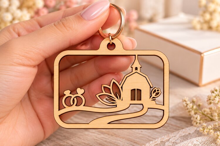 Rectangular House Keychain SVG rectangular house keychain example image 1