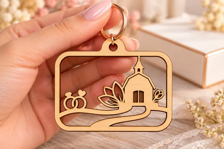 Rectangular House Keychain SVG rectangular house keychain