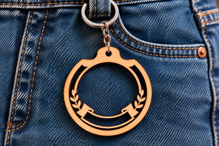 Round Circle Nature Keychain SVG round circle keychain svg example image 1