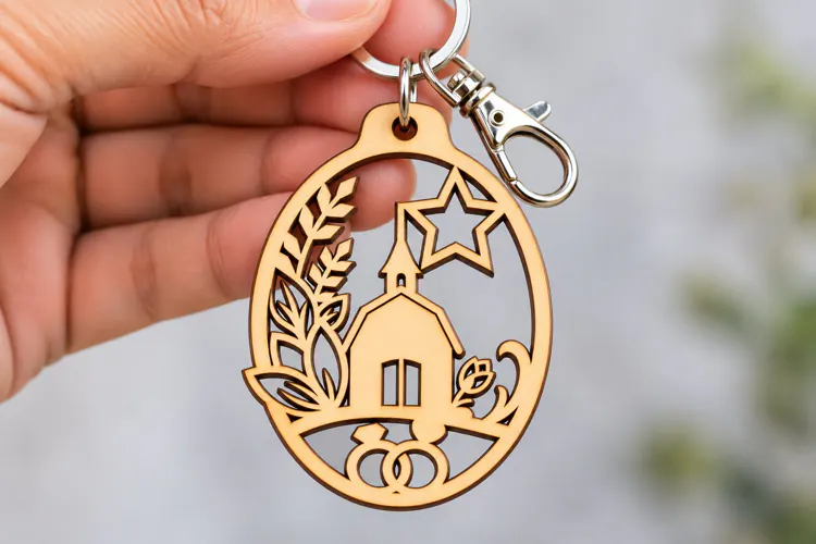 Oval Tree Keychain Laser Cut SVG oval tree keychain svg