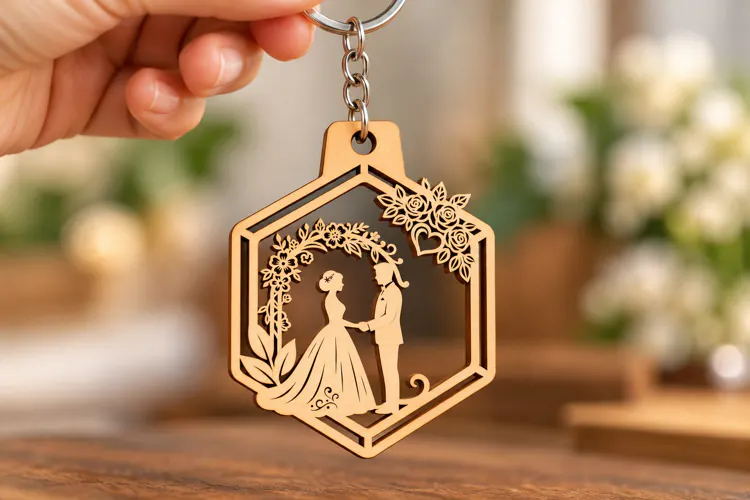 Hexagon Castle Keychain SVG hexagon castle keychain, geomet