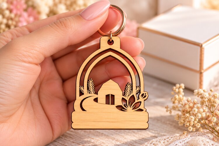 Arch Village Keychain Laser Cut SVG arch village keychain example image 1