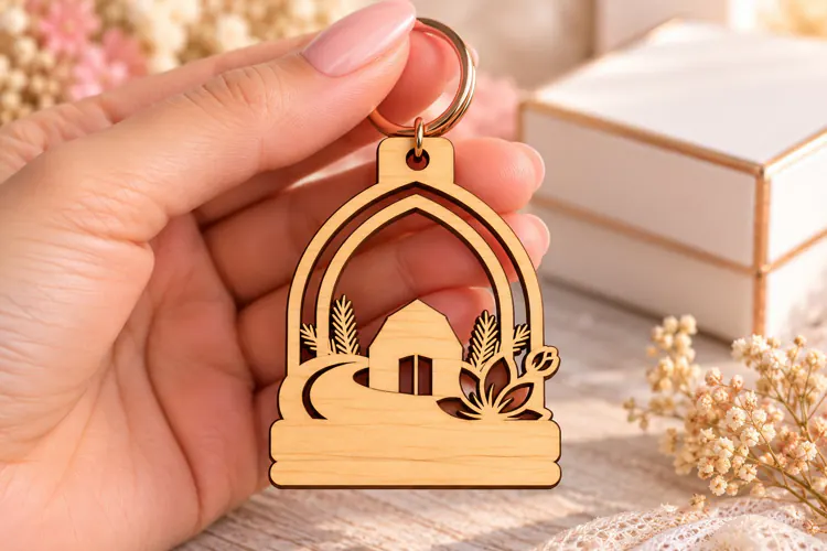 Arch Village Keychain Laser Cut SVG arch village keychain
