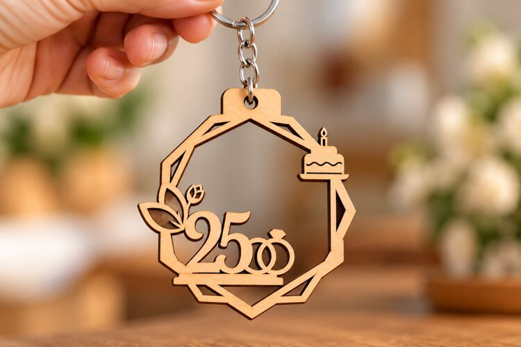 Round Floral Frame Keychain SVG round floral frame keychain example image 1