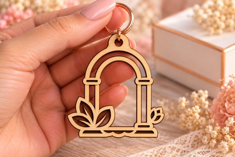 Floral Arch Keychain Laser Cut SVG floral arch keychain svg example image 1