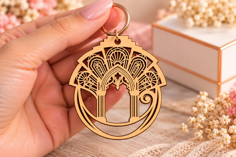 Round Floral Tree Keychain SVG round floral tree keychain,