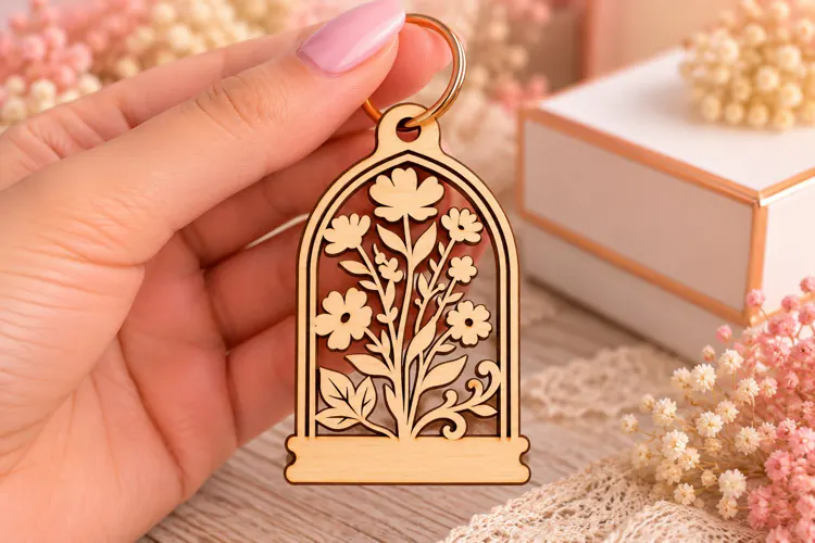 Gothic Arch Floral Keychain SVG gothic arch floral keychain
