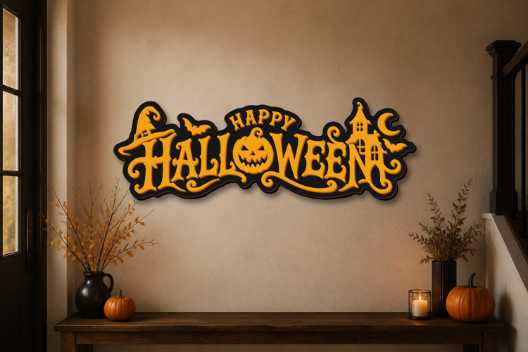 Happy Halloween Layered Laser Cut Sign | SVG AI EPS PDF