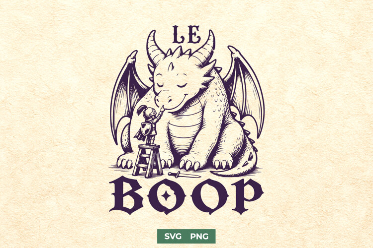 Le Boop SVG PNG, Funny Dragon Knight Medieval Fantasy Design example image 1