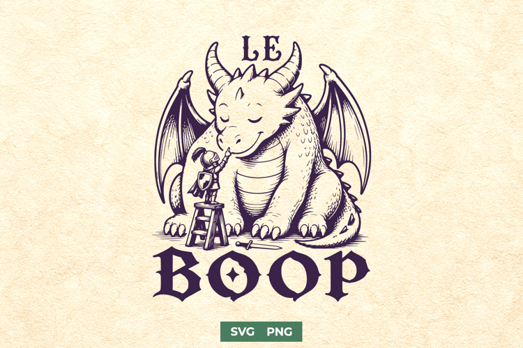 Le Boop SVG PNG, Funny Dragon Knight Medieval Fantasy Design