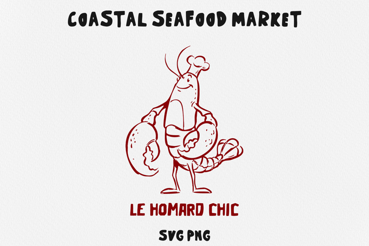 Le Homard Chic SVG PNG, French Lobster Chef Design.