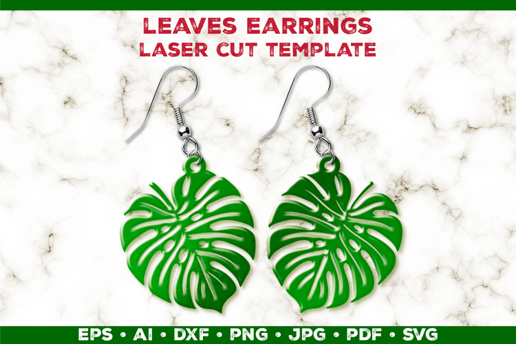 Leaves Earrings Laser Cut SVG Template, Botanical Leaf Earri