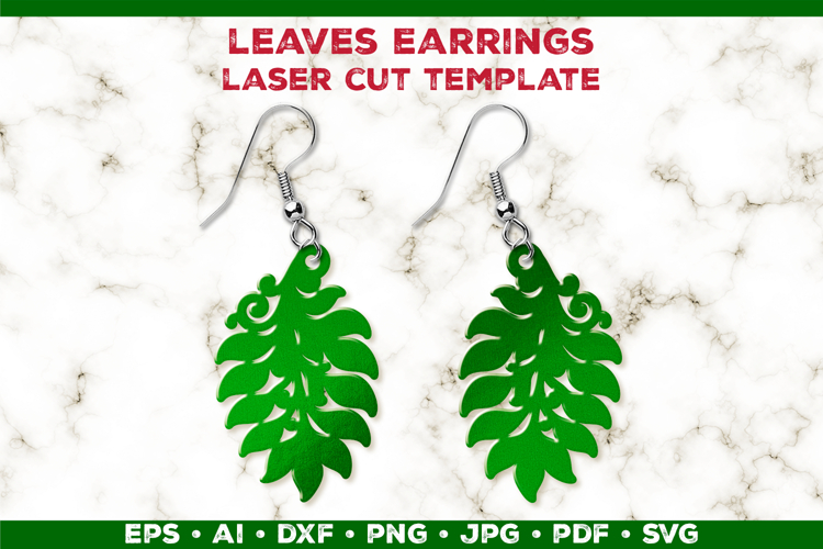 Leaves Earrings Laser Cut SVG Template, Botanical Leaf Earri
