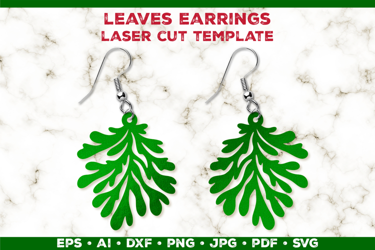 Leaves Earrings Laser Cut SVG Template, Botanical Leaf Earri