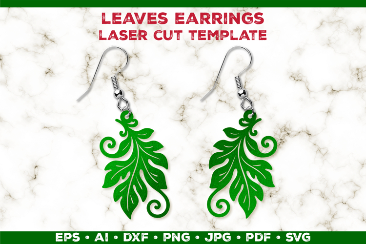 Leaves Earrings Laser Cut SVG Template, Botanical Leaf Earri