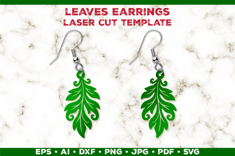 Leaves Earrings Laser Cut SVG Template, Botanical Leaf Earri