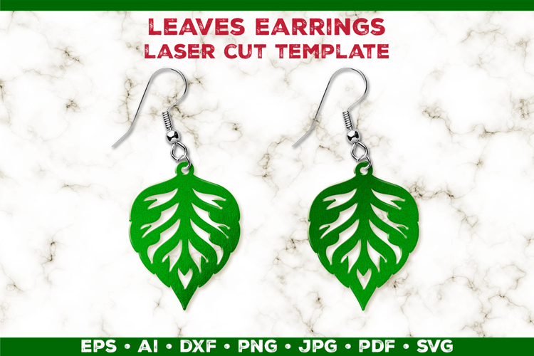 Leaves Earrings Laser Cut SVG Template, Botanical Leaf Earri