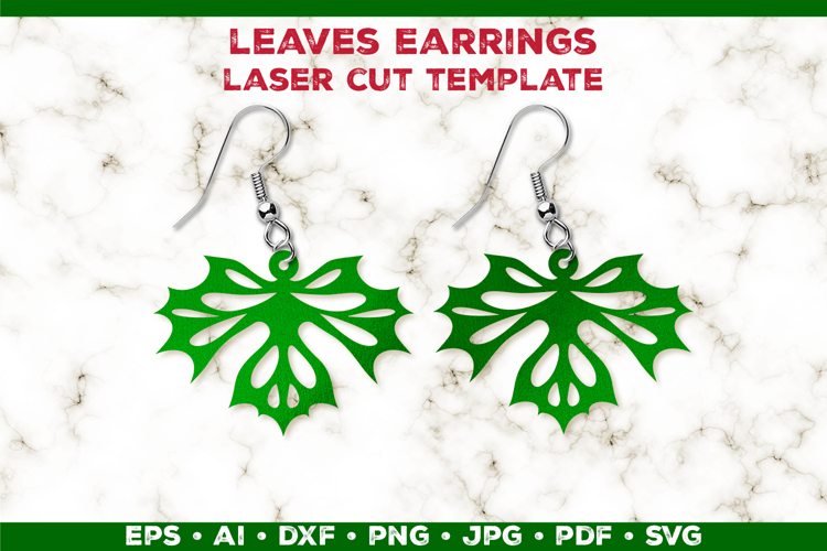 Leaves Earrings Laser Cut SVG Template, Botanical Leaf Earri