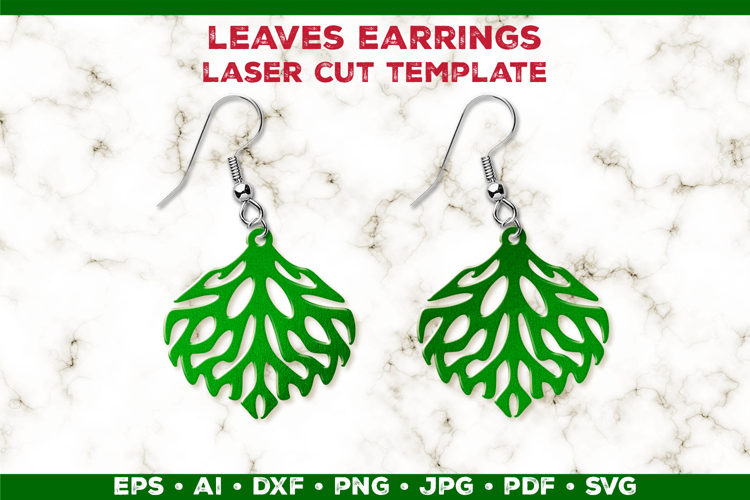 Leaves Earrings Laser Cut SVG Template, Botanical Leaf Earri