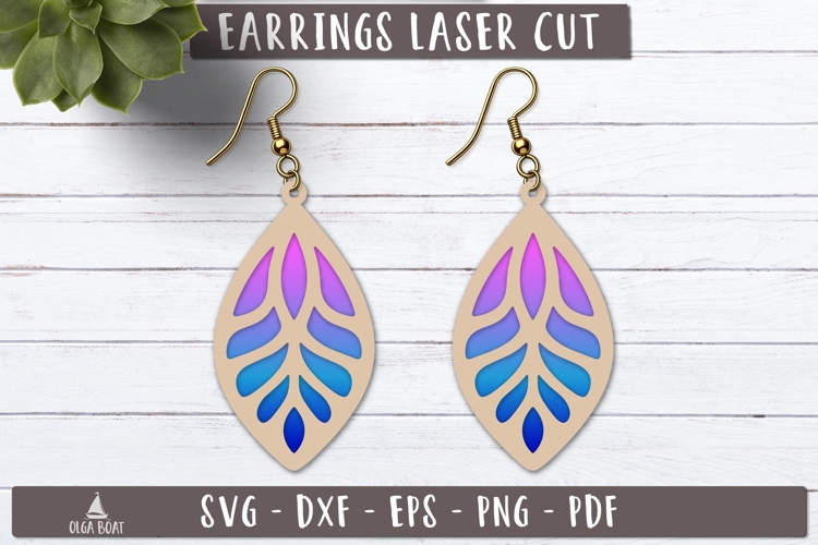 Leaf Earrings SVG Boho Laser Cut design