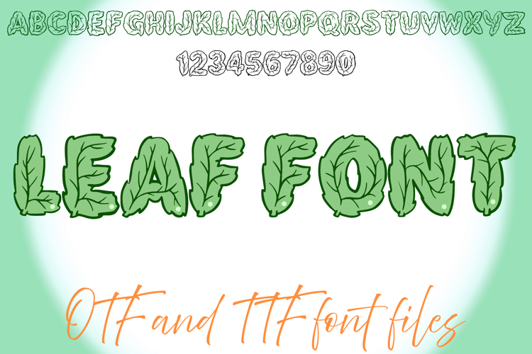 Leaf Typeface Lettering ABC Text Font Plant Handwriting OTF