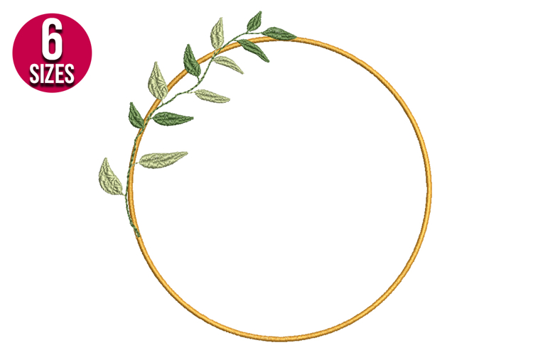 Leaf Wreath Frame Machine Embroidery Design - 6 sizes