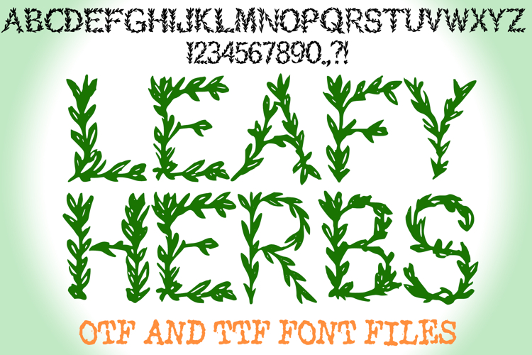 Leafy Herbs Alphabet Lettering ABC Plant Text Font OTF
