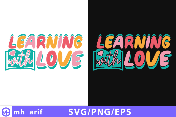 Retro Teacher SVG Learning With Love PNG Design