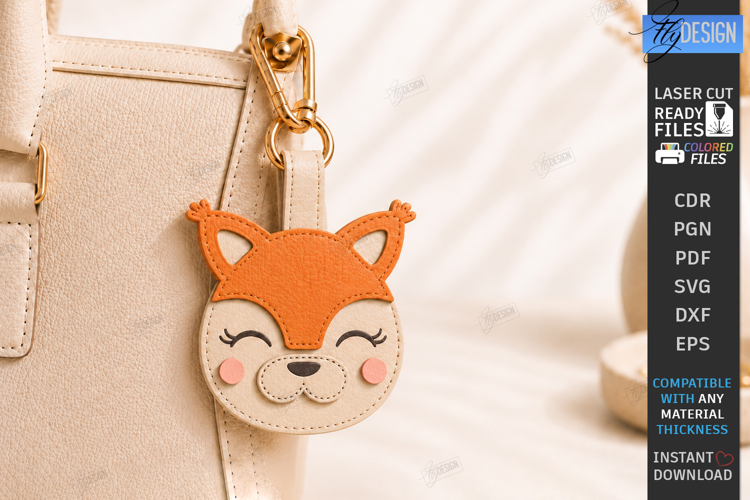 Leather Animal Keychain Bag Tag Laser Cut | Cute Squirrel