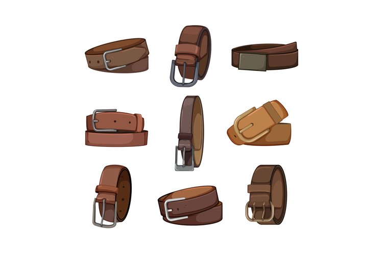 leather belt set cartoon vector illustration